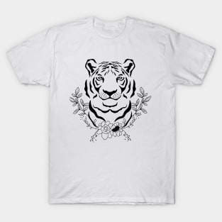 Tiger Face-Floral T-Shirt